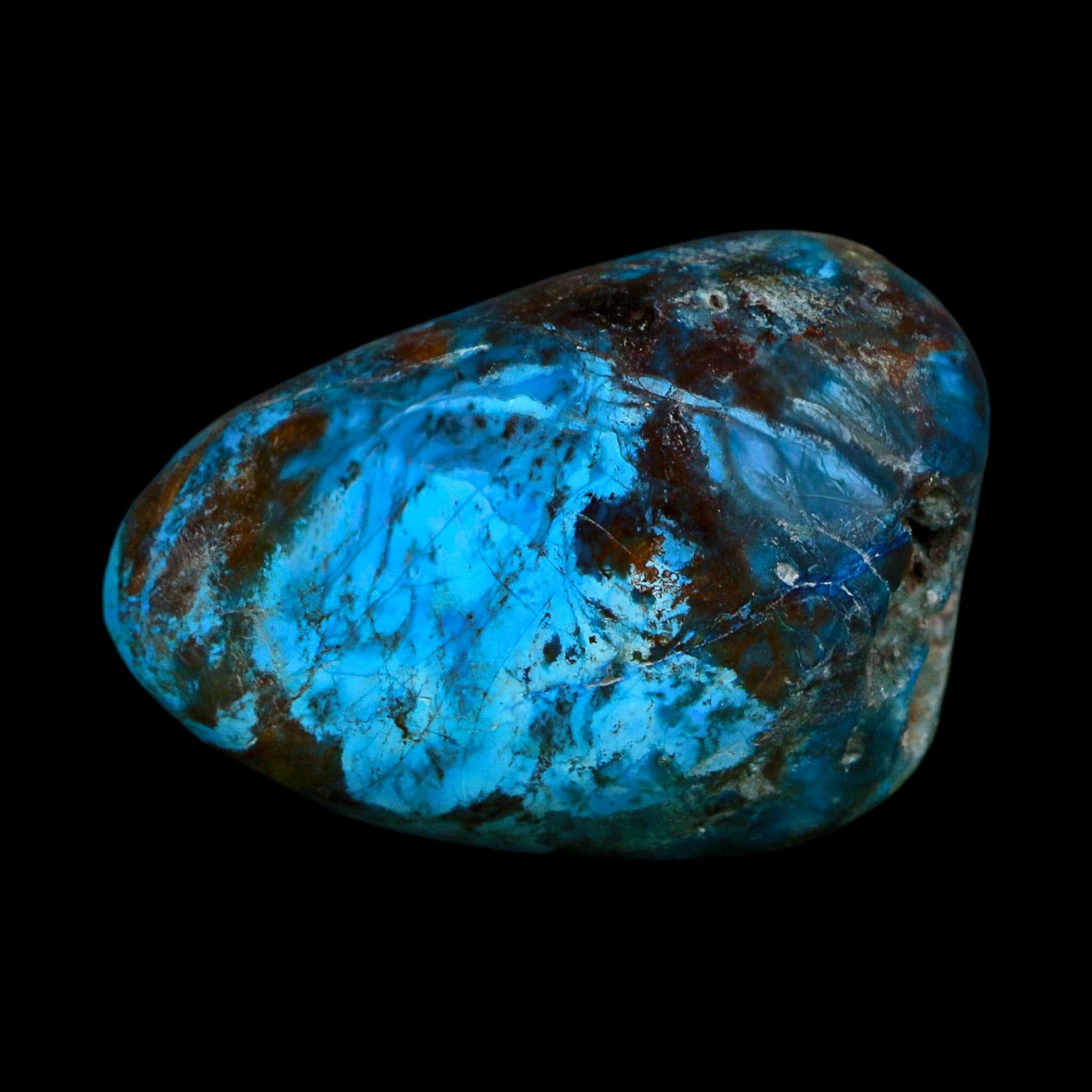 1.7" Chrysocolla Palm Stone Polished Free Form Blue And Teal Color Location Peru