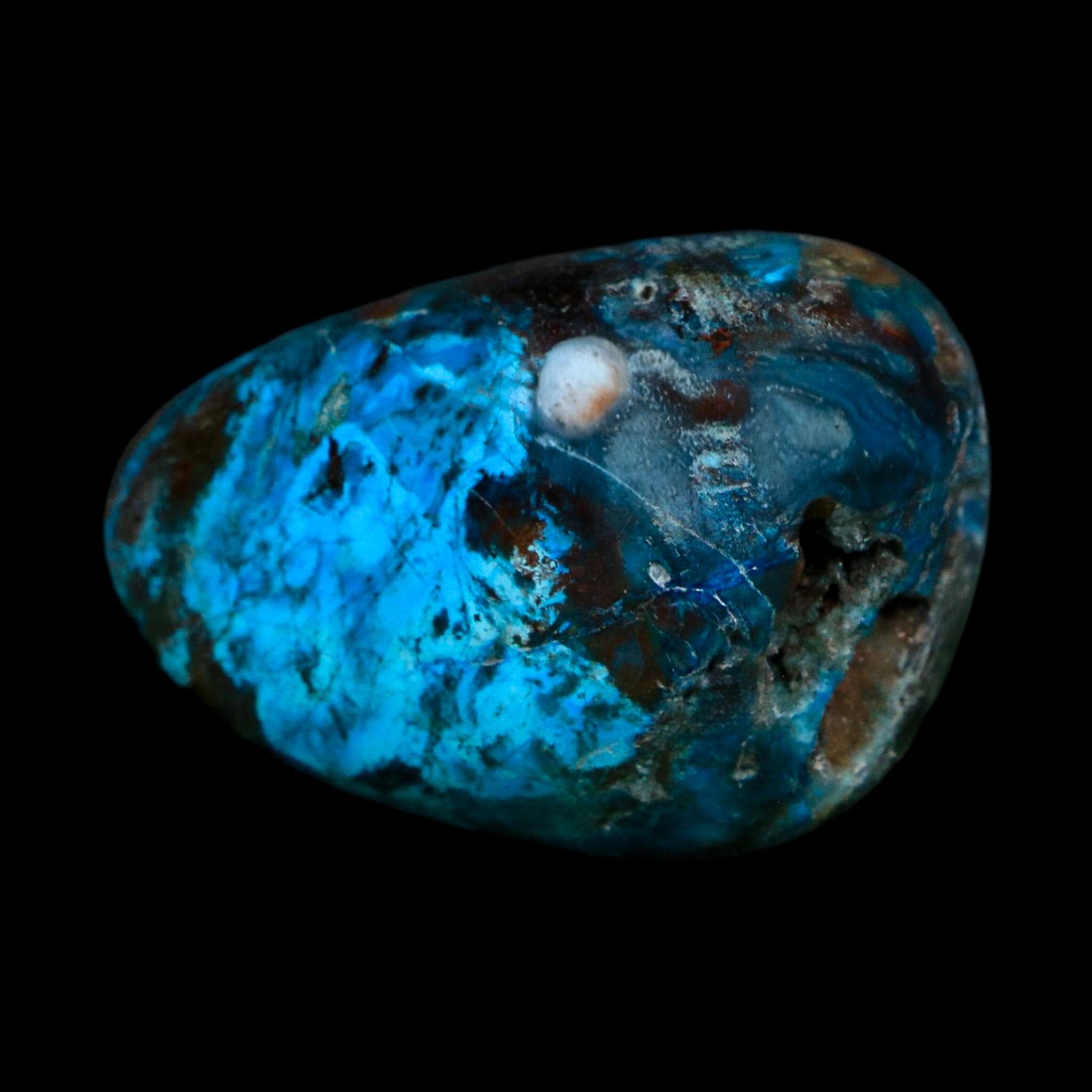 1.7" Chrysocolla Palm Stone Polished Free Form Blue And Teal Color Location Peru