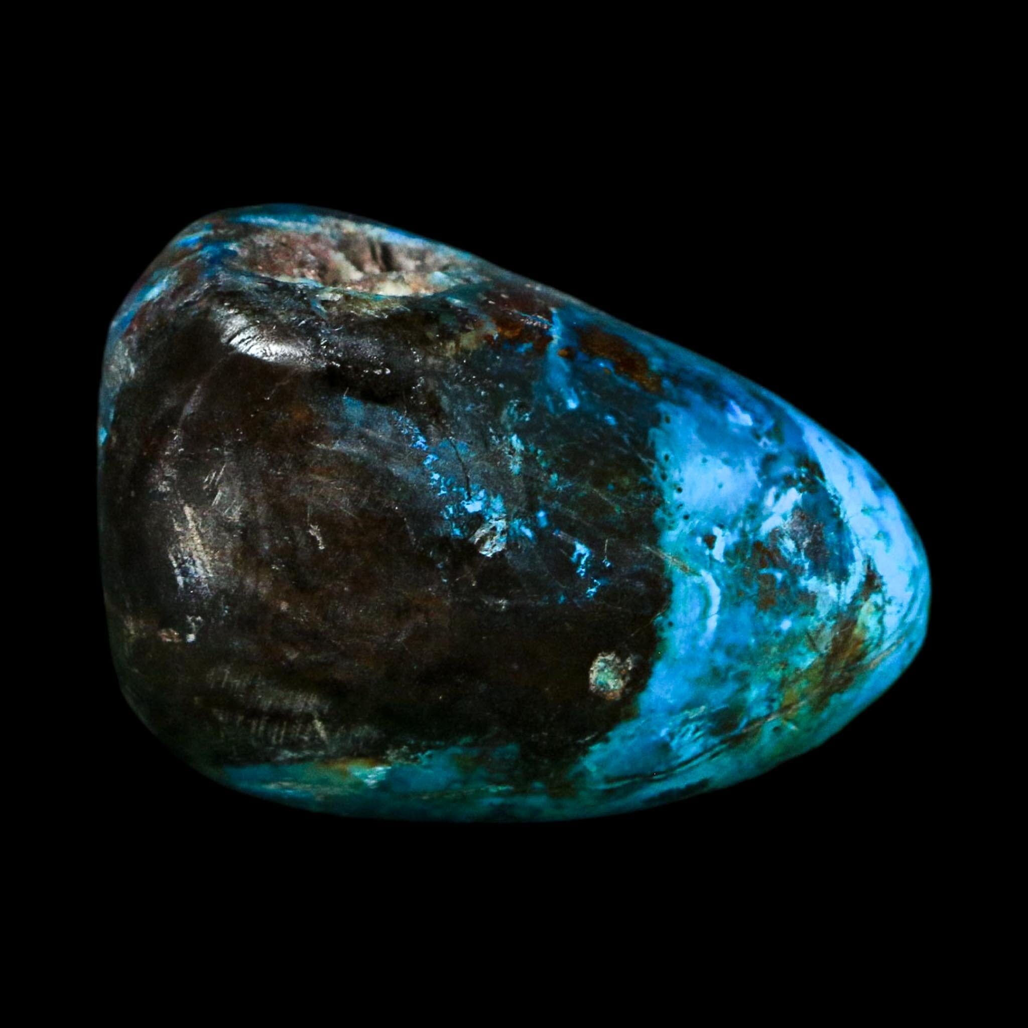 1.7" Chrysocolla Palm Stone Polished Free Form Blue And Teal Color Location Peru