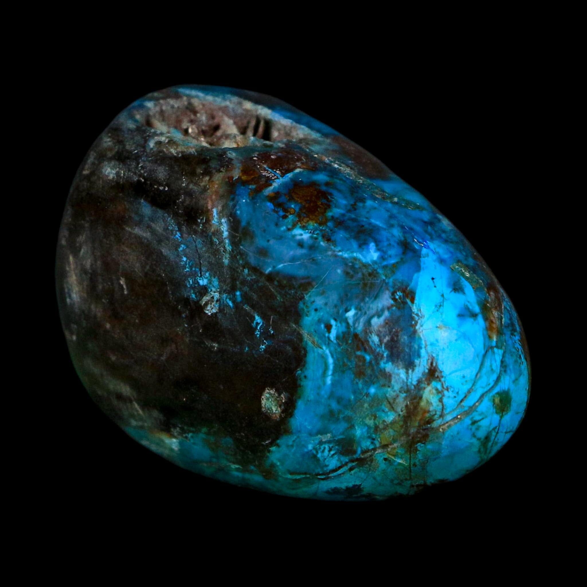 1.7" Chrysocolla Palm Stone Polished Free Form Blue And Teal Color Location Peru