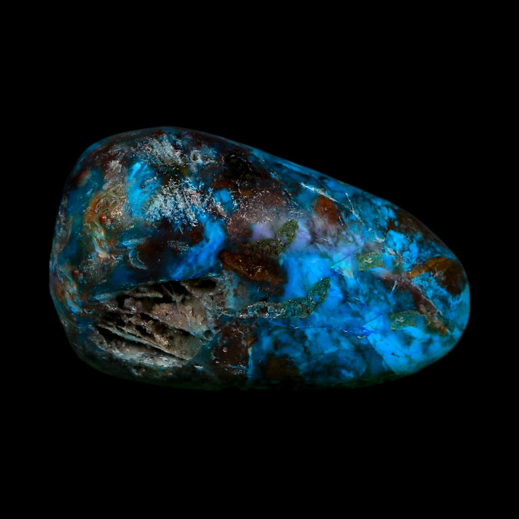 1.7" Chrysocolla Palm Stone Polished Free Form Blue And Teal Color Location Peru