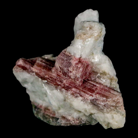 1.9" Natural Rough Pink Tourmaline on Crystal Quartz Mineral Specimen Brazil - Fossil Age Minerals