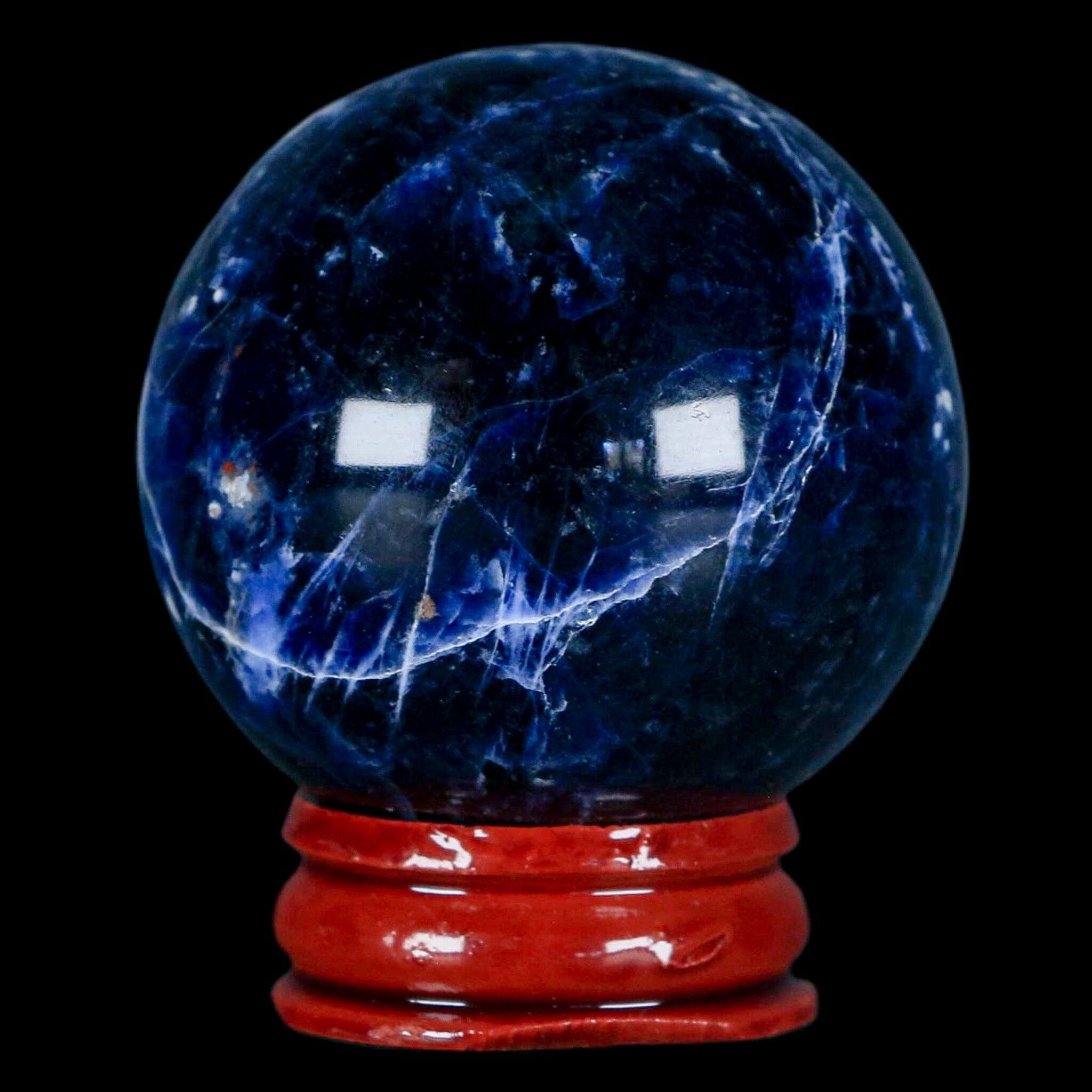 45MM Natural Blue Polished Sodalite Crystal Sphere Ball Orb Mineral Reiki Stand - Fossil Age Minerals