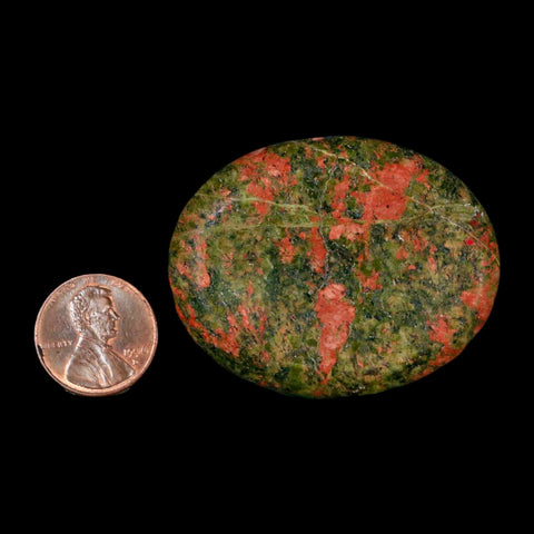 2" Unakite Green Epidote Pink Orthoclase Polished Worry Palm Stone Mineral Specimen - Fossil Age Minerals