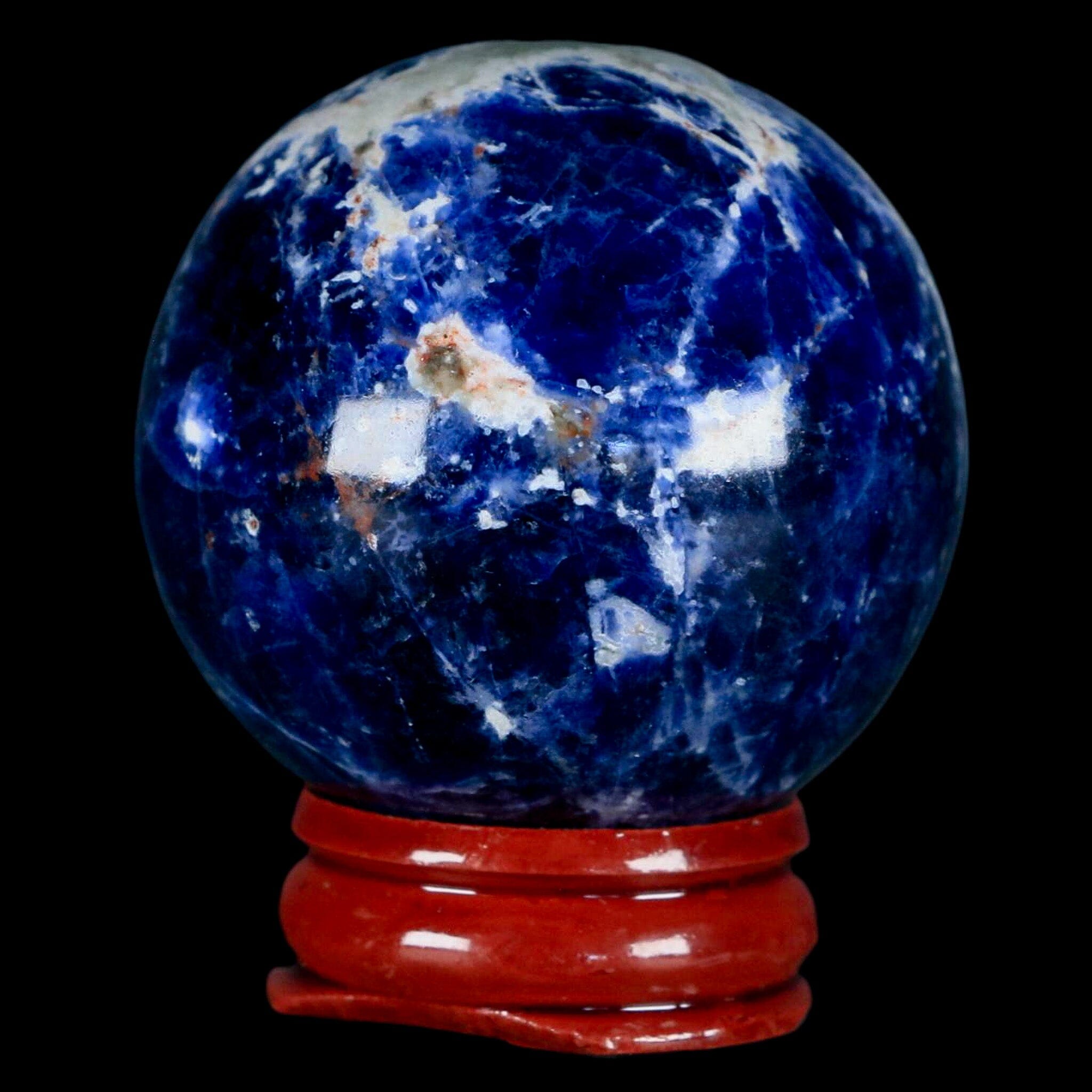 45MM Natural Blue Polished Sodalite Crystal Sphere Ball Orb Mineral Reiki Stand - Fossil Age Minerals