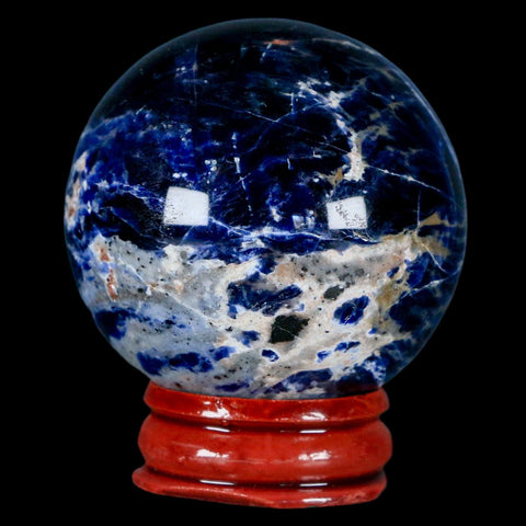 46MM Natural Blue Polished Sodalite Crystal Sphere Ball Orb Mineral Reiki Stand - Fossil Age Minerals