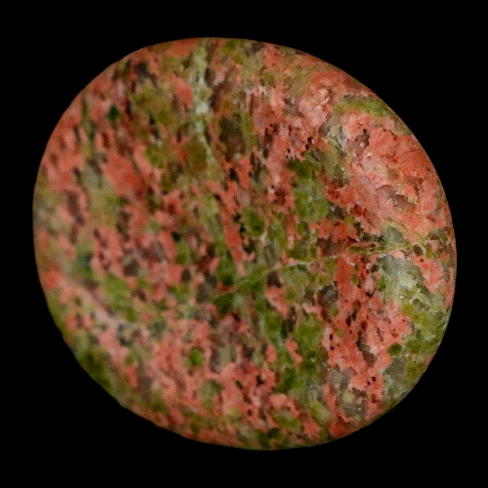 1.9" Unakite Green Epidote Pink Orthoclase Polished Worry Palm Stone Mineral Specimen - Fossil Age Minerals