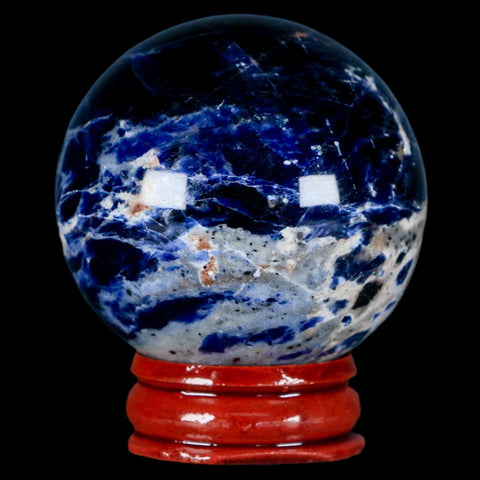 46MM Natural Blue Polished Sodalite Crystal Sphere Ball Orb Mineral Reiki Stand - Fossil Age Minerals