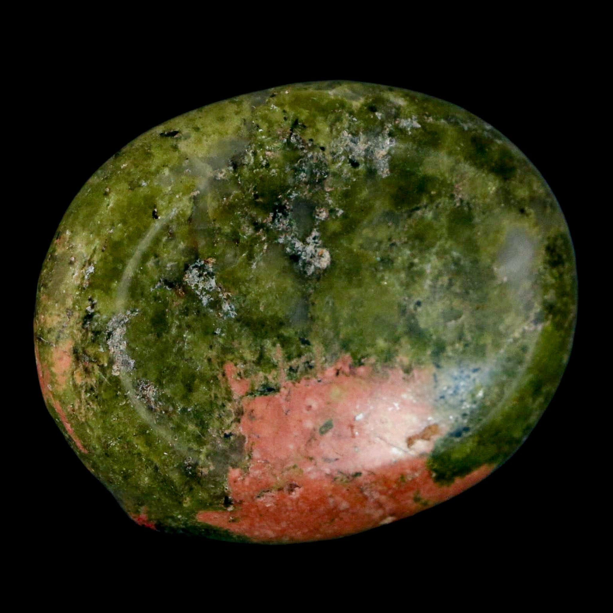1.9" Unakite Green Epidote Pink Orthoclase Polished Worry Palm Stone Mineral Specimen - Fossil Age Minerals