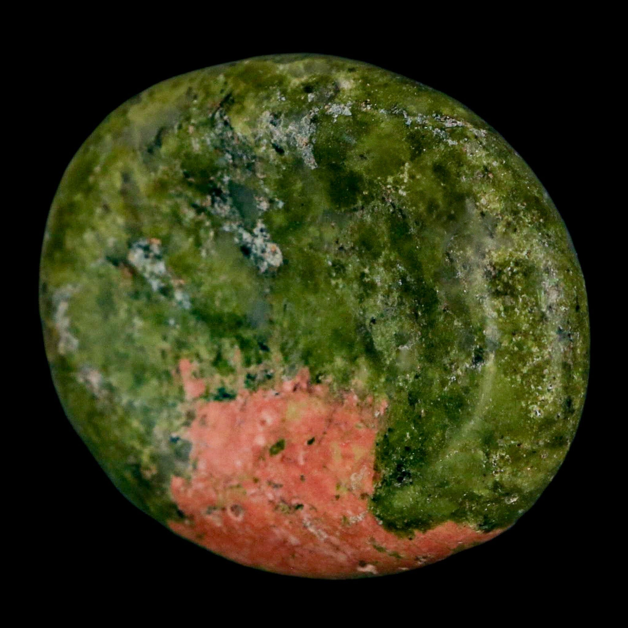 1.9" Unakite Green Epidote Pink Orthoclase Polished Worry Palm Stone Mineral Specimen - Fossil Age Minerals