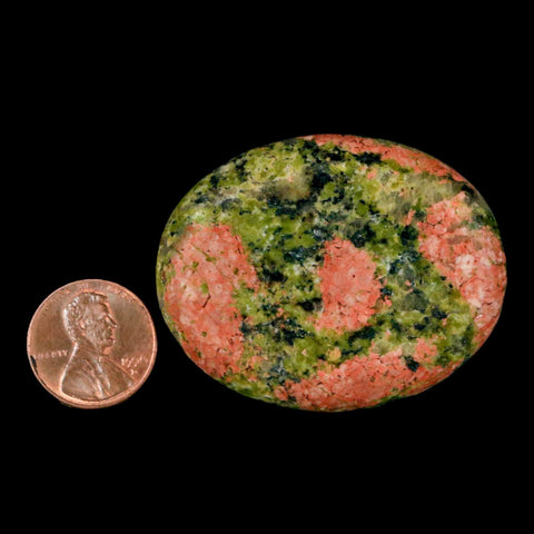 2" Unakite Green Epidote Pink Orthoclase Polished Worry Palm Stone Mineral Specimen - Fossil Age Minerals