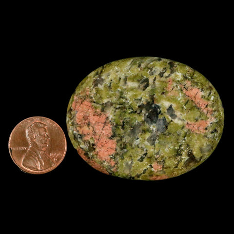 2" Unakite Green Epidote Pink Orthoclase Polished Worry Palm Stone Mineral Specimen - Fossil Age Minerals