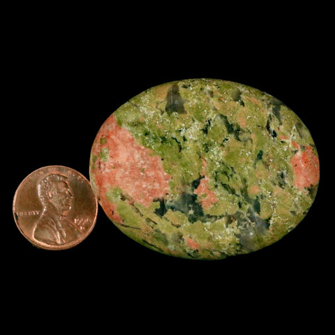 2" Unakite Green Epidote Pink Orthoclase Polished Worry Palm Stone Mineral Specimen - Fossil Age Minerals