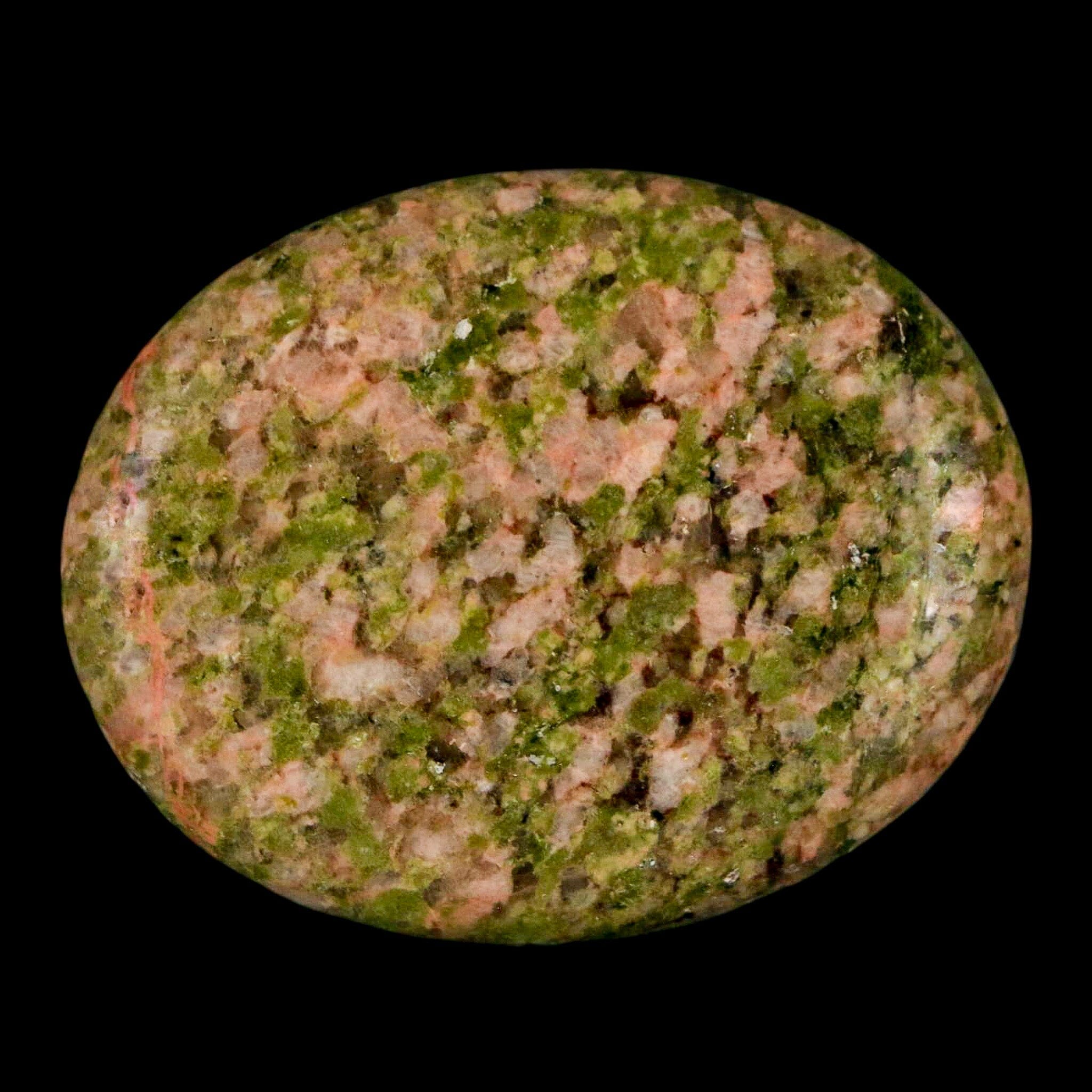 2" Unakite Green Epidote Pink Orthoclase Polished Worry Palm Stone Mineral Specimen - Fossil Age Minerals