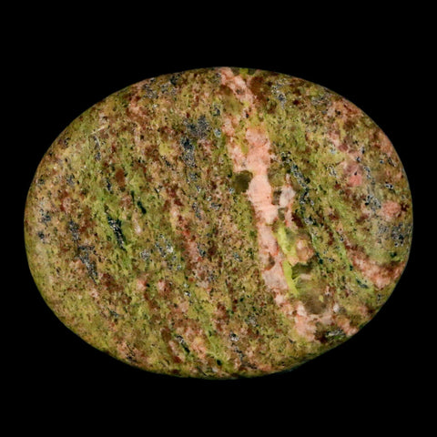2" Unakite Green Epidote Pink Orthoclase Polished Worry Palm Stone Mineral Specimen - Fossil Age Minerals