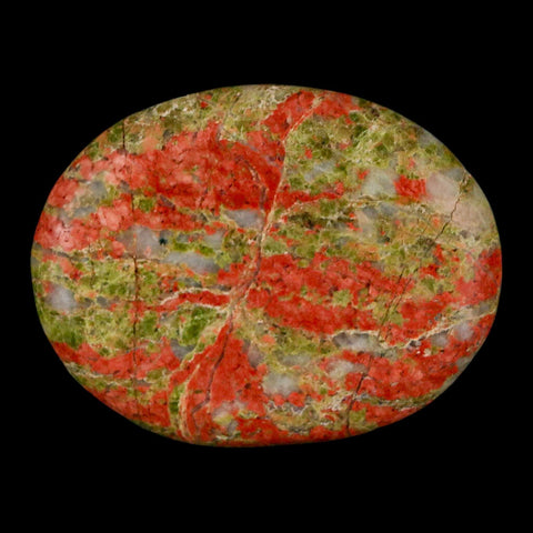 2" Unakite Green Epidote Orthoclase Polished Worry Palm Stone Mineral Specimen - Fossil Age Minerals