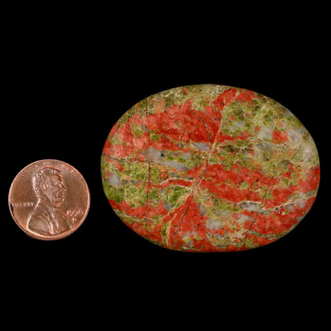 2" Unakite Green Epidote Orthoclase Polished Worry Palm Stone Mineral Specimen - Fossil Age Minerals