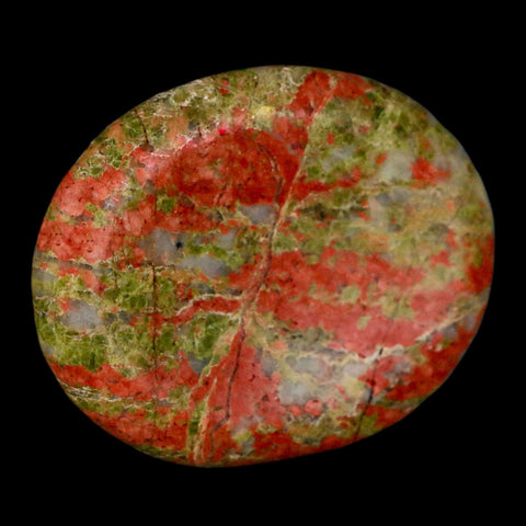 2" Unakite Green Epidote Orthoclase Polished Worry Palm Stone Mineral Specimen - Fossil Age Minerals