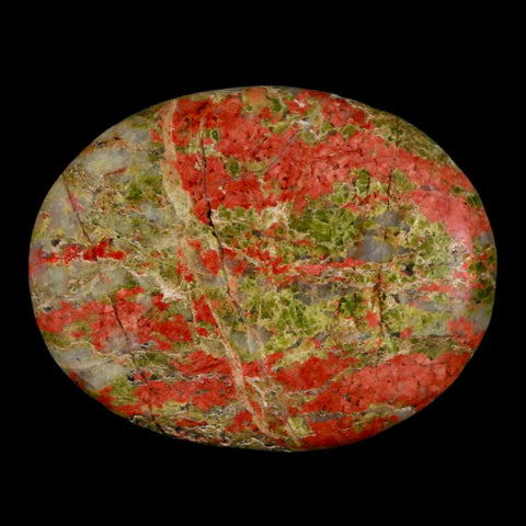 2" Unakite Green Epidote Orthoclase Polished Worry Palm Stone Mineral Specimen - Fossil Age Minerals