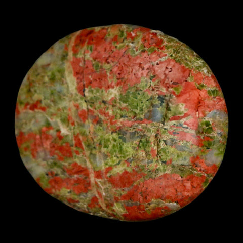 2" Unakite Green Epidote Orthoclase Polished Worry Palm Stone Mineral Specimen - Fossil Age Minerals