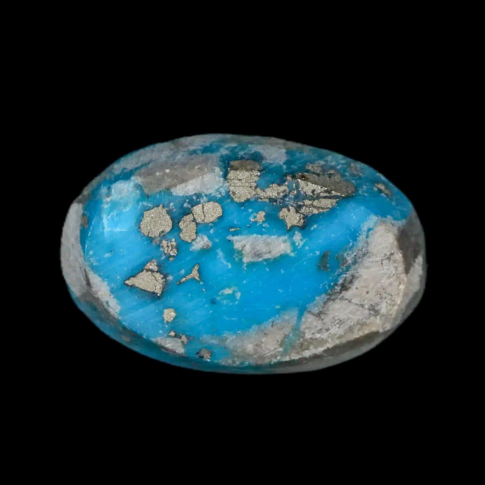 1.1" Natural Polished Teal Turquoise Gemstone Mineral Specimen Cab - Fossil Age Minerals