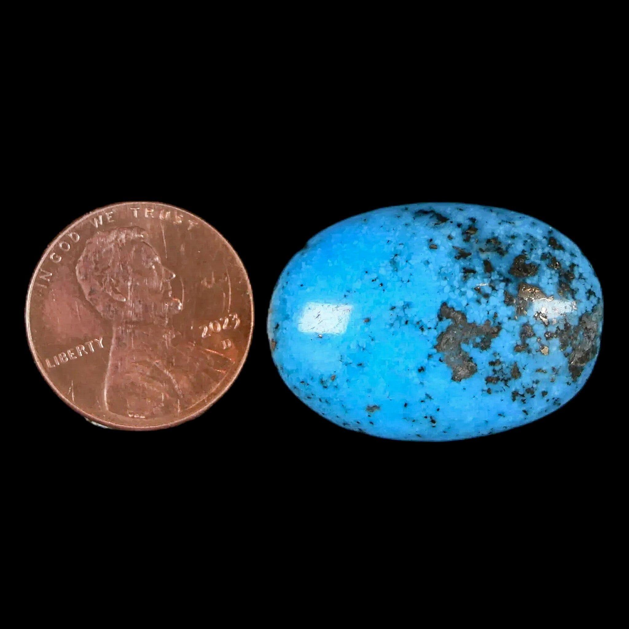 1.1" Natural Polished Teal Turquoise Gemstone Mineral Specimen Cab - Fossil Age Minerals