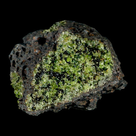 3.3" Natural Emerald Peridot And Chromium Crystals Minerals On Volcanic Rock Gila, AZ