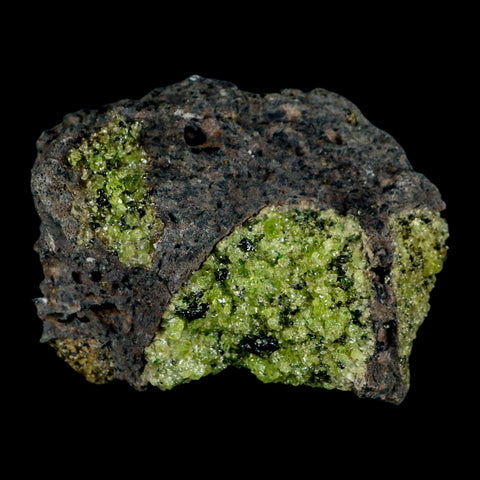 3.5" Natural Emerald Peridot And Chromium Crystals Minerals On Volcanic Rock Gila, AZ - Fossil Age Minerals