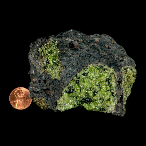 3.5" Natural Emerald Peridot And Chromium Crystals Minerals On Volcanic Rock Gila, AZ - Fossil Age Minerals