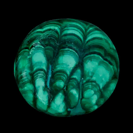 1.7" Dark Green Malachite Polished Palm Stone Mineral Specimen Republic of the Congo