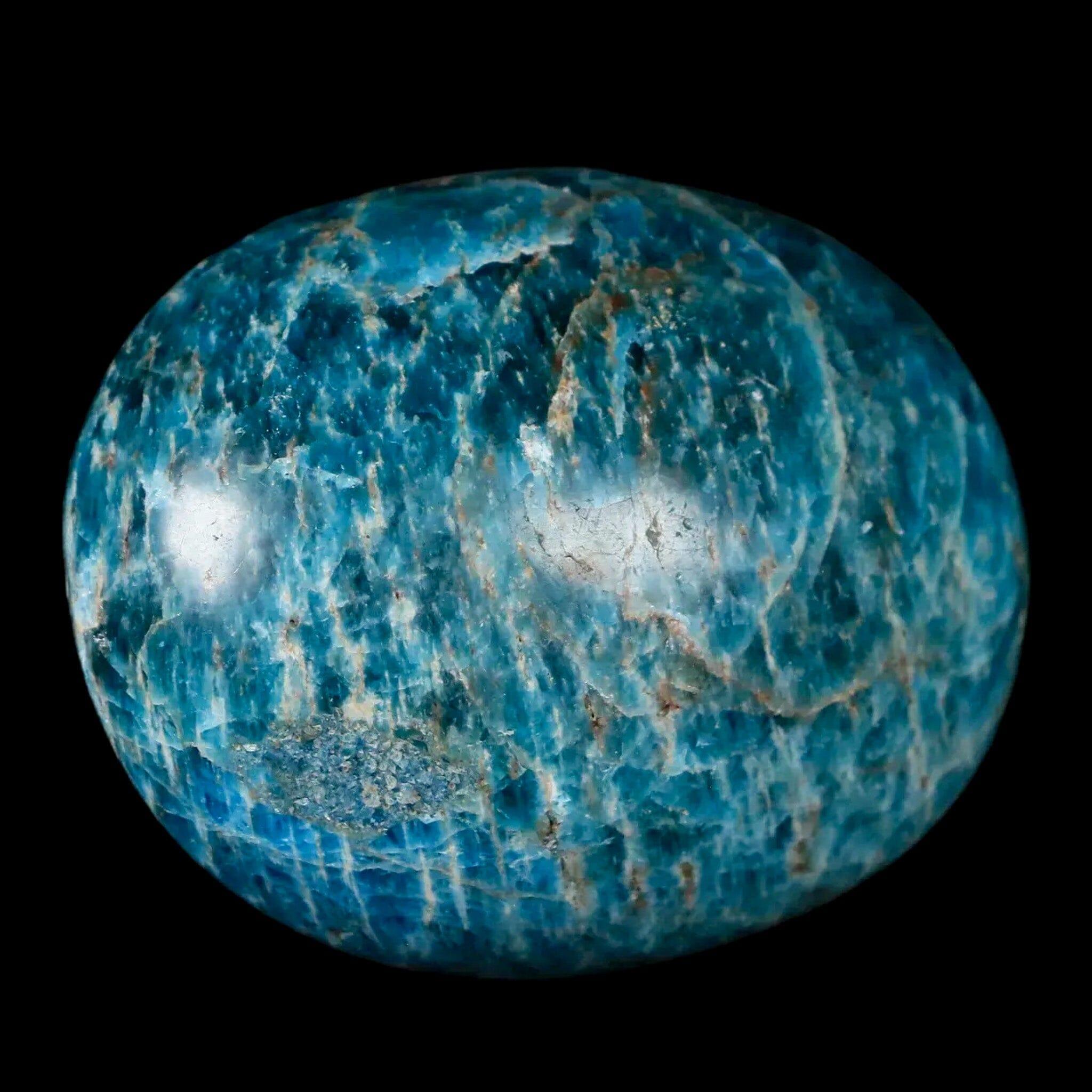 2.4" Natural Polished Blue Apatite Palm Stone Crystal Mineral Specimen Madagascar - Fossil Age Minerals