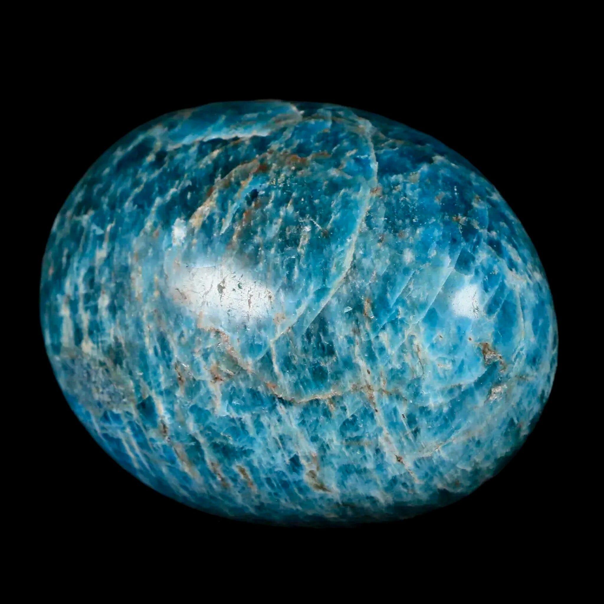 2.4" Natural Polished Blue Apatite Palm Stone Crystal Mineral Specimen Madagascar - Fossil Age Minerals