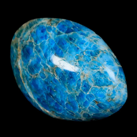 2.1" Natural Polished Blue Apatite Palm Stone Crystal Mineral Specimen Madagascar - Fossil Age Minerals