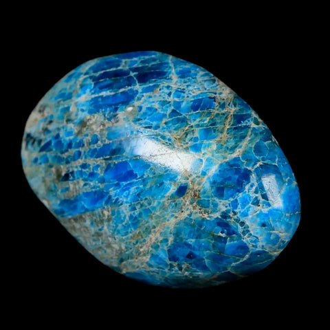 2.1" Natural Polished Blue Apatite Palm Stone Crystal Mineral Specimen Madagascar - Fossil Age Minerals