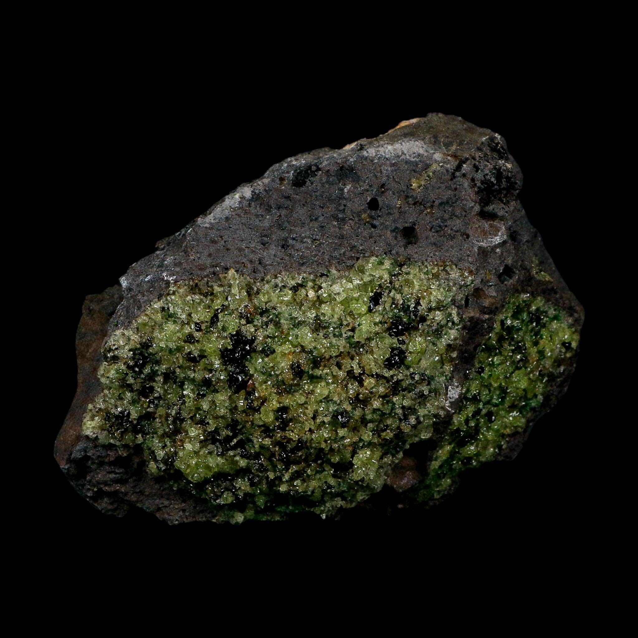 4.1" Natural Emerald Peridot And Chromium Crystals Minerals On Volcanic Rock Gila, AZ