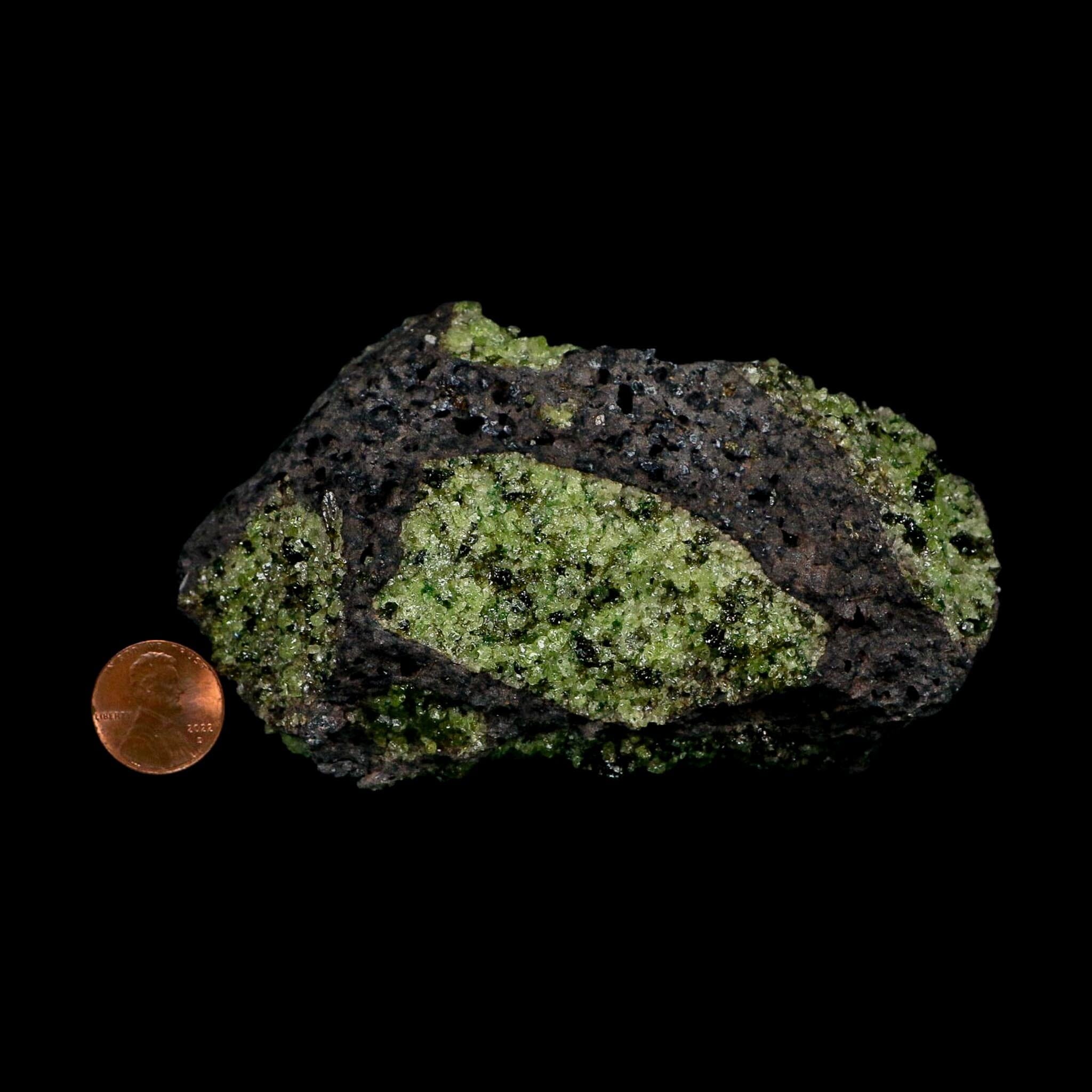 4.5" Natural Emerald Peridot And Chromium Crystals Minerals On Volcanic Rock Gila, AZ