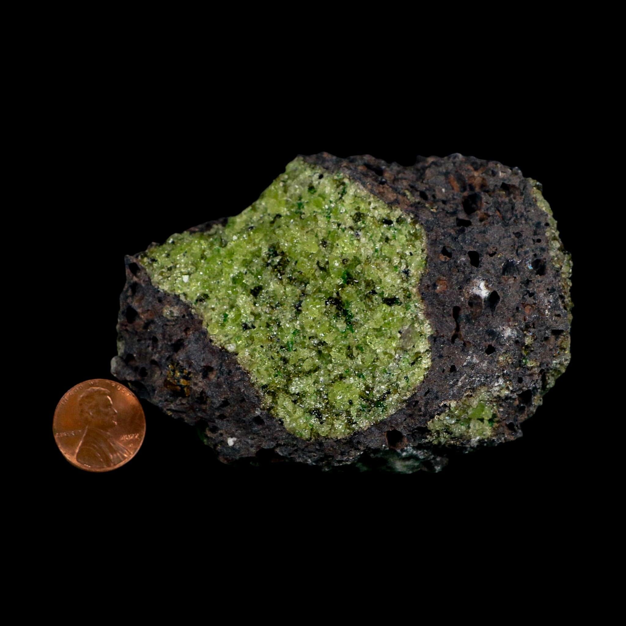3.8" Natural Emerald Peridot And Chromium Crystals Minerals On Volcanic Rock Gila, AZ
