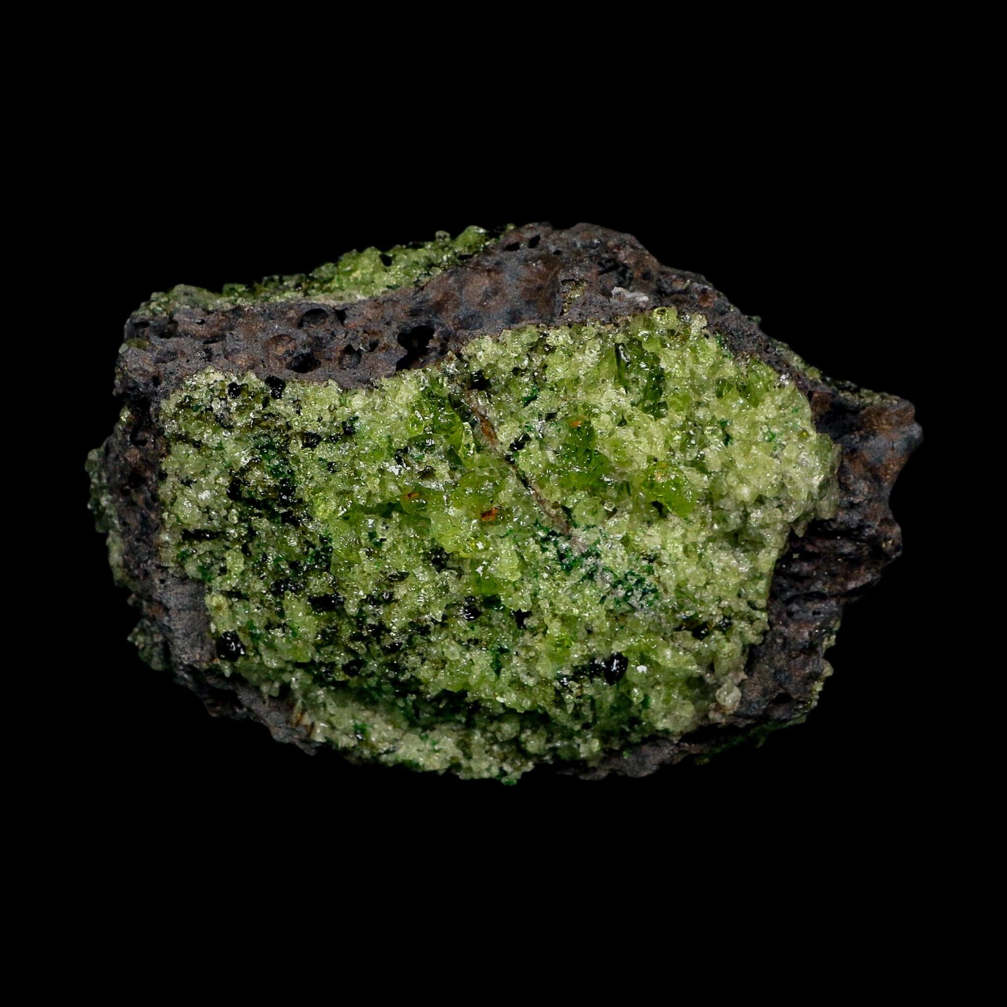 4.3" Natural Emerald Peridot And Chromium Crystals Minerals On Volcanic Rock Gila, AZ
