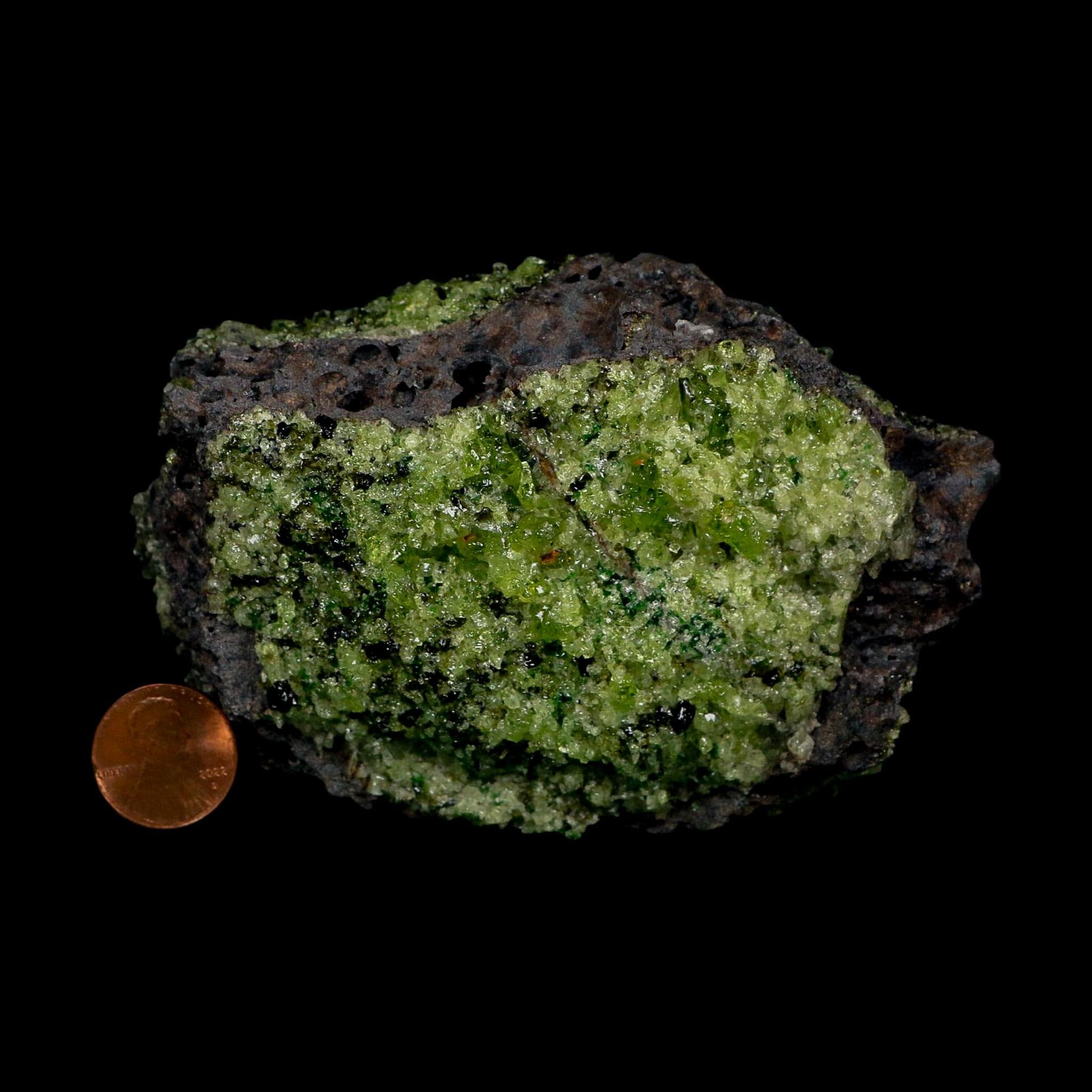 4.3" Natural Emerald Peridot And Chromium Crystals Minerals On Volcanic Rock Gila, AZ
