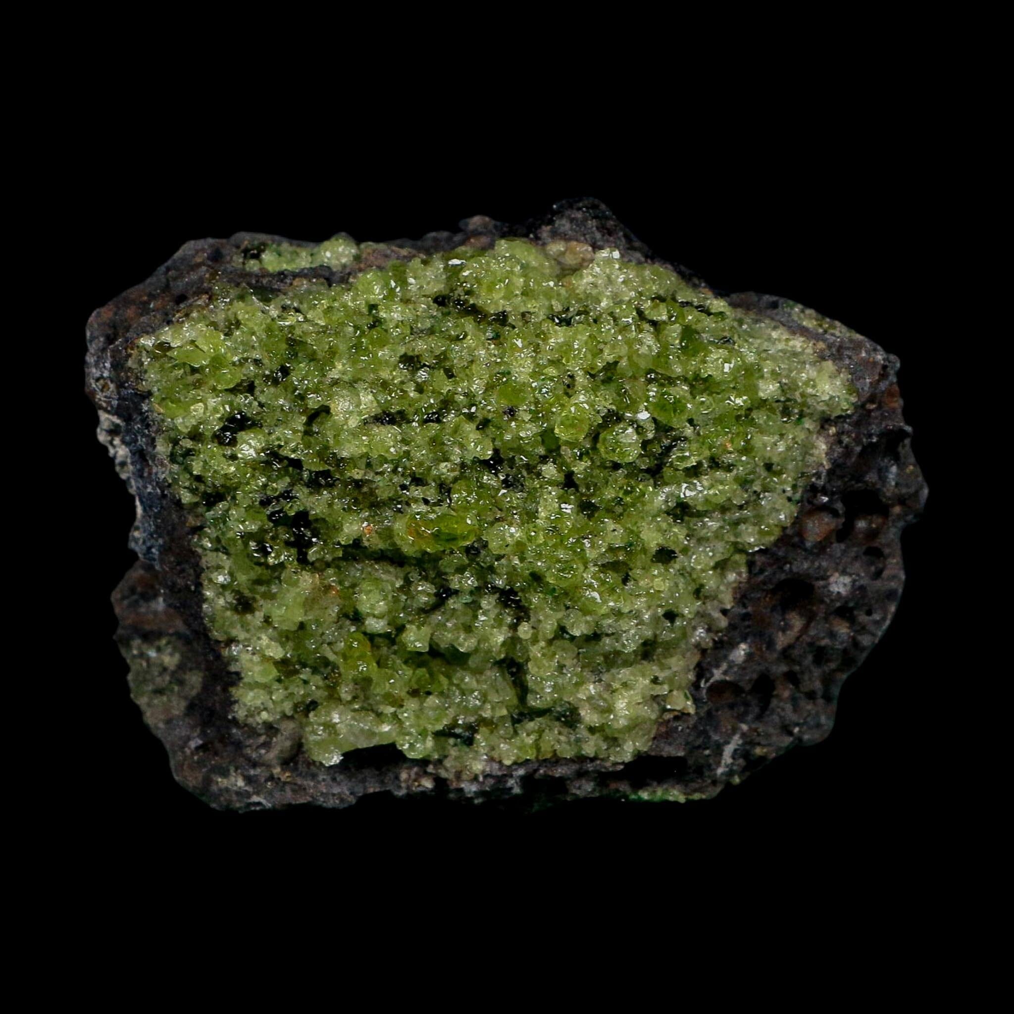 3.3" Natural Emerald Peridot And Chromium Crystals Minerals On Volcanic Rock Gila, AZ