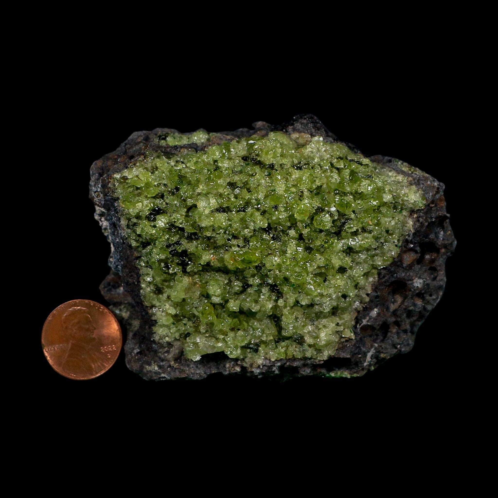 3.3" Natural Emerald Peridot And Chromium Crystals Minerals On Volcanic Rock Gila, AZ