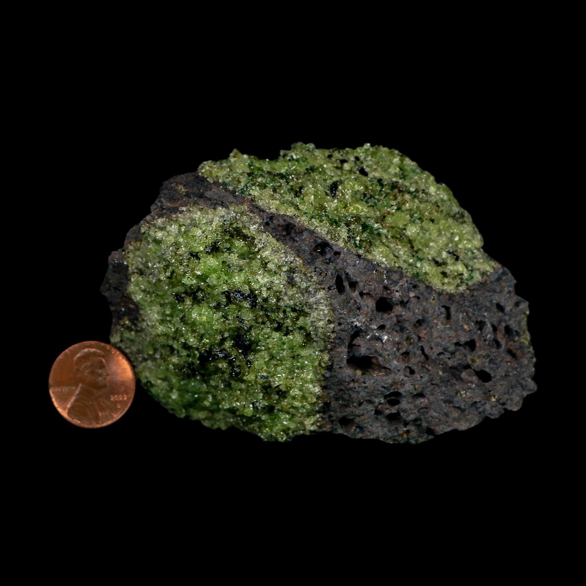 3.7" Natural Emerald Peridot And Chromium Crystals Minerals On Volcanic Rock Gila, AZ