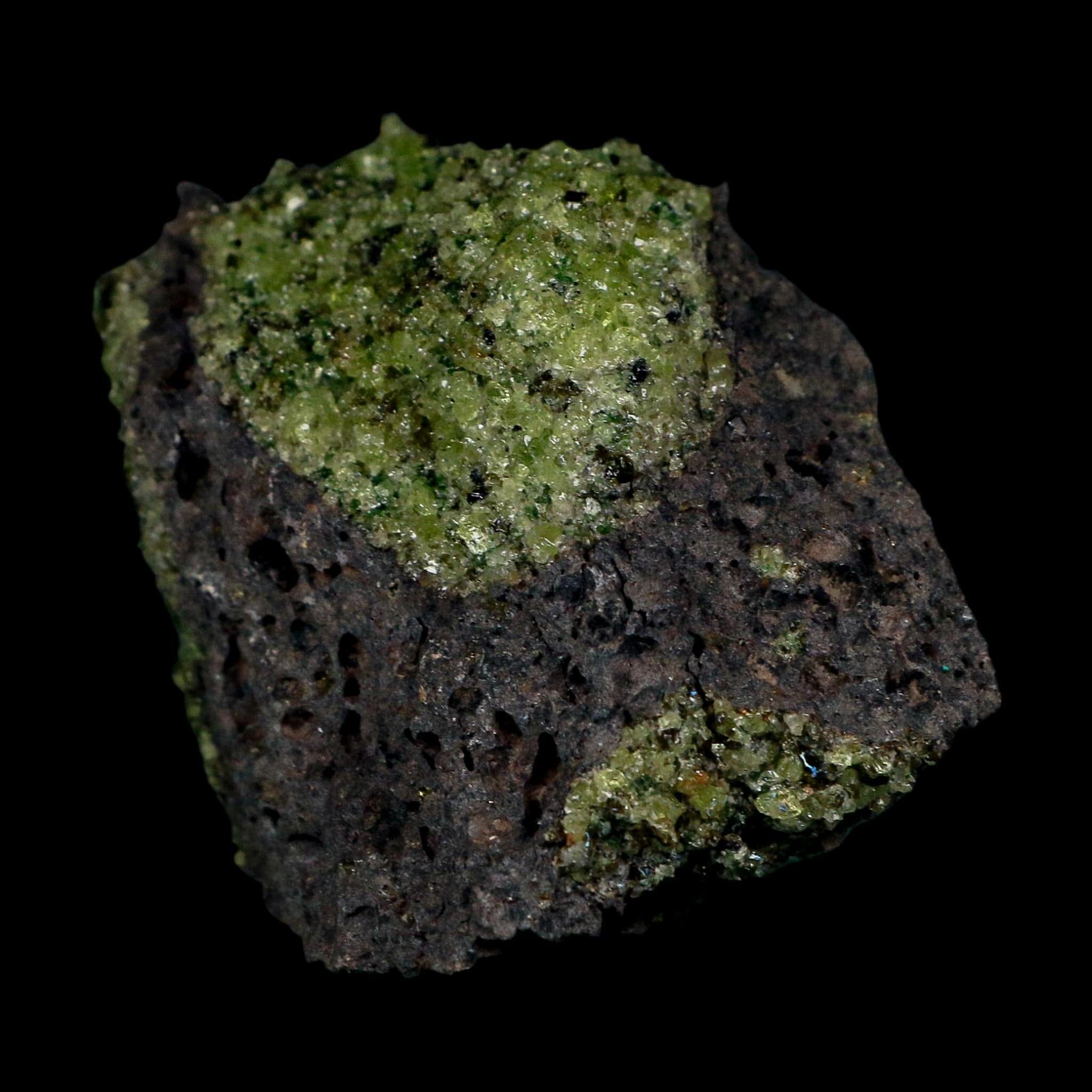 3.7" Natural Emerald Peridot And Chromium Crystals Minerals On Volcanic Rock Gila, AZ