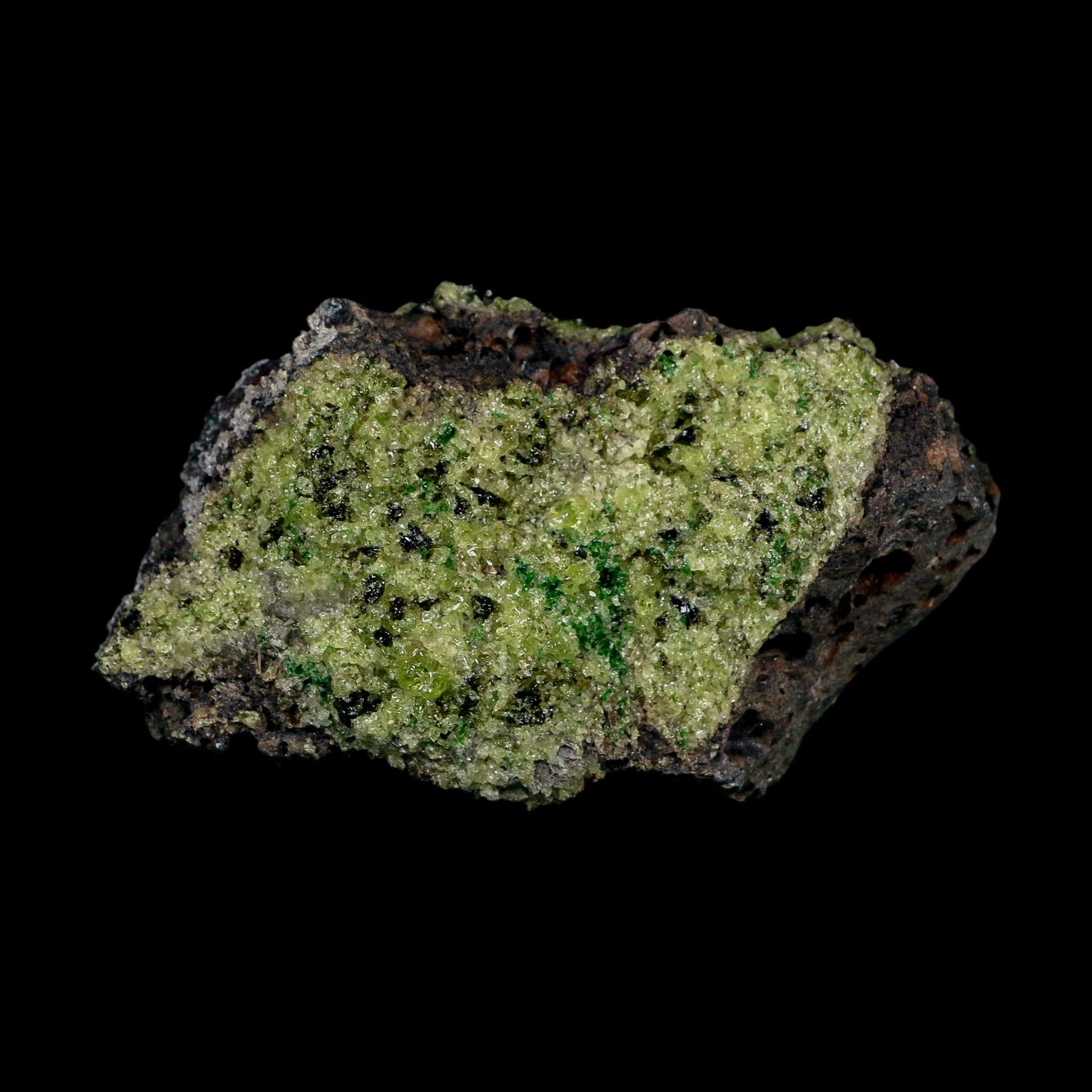 3.9" Natural Emerald Peridot And Chromium Crystals Minerals On Volcanic Rock Gila, AZ