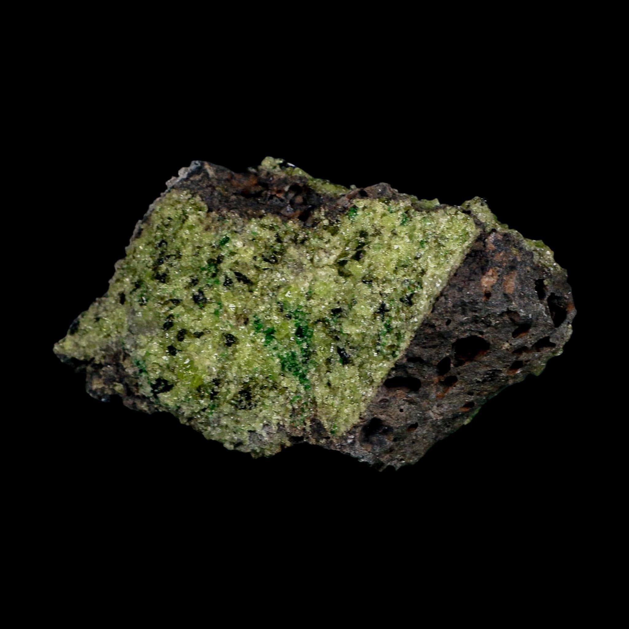 3.9" Natural Emerald Peridot And Chromium Crystals Minerals On Volcanic Rock Gila, AZ