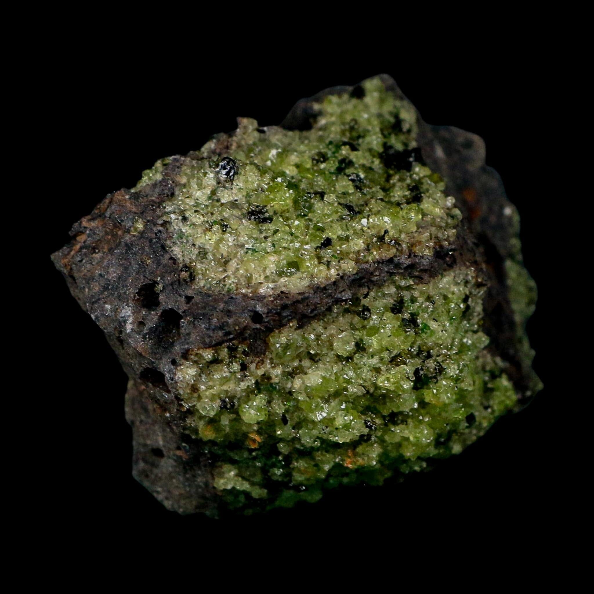 3.9" Natural Emerald Peridot And Chromium Crystals Minerals On Volcanic Rock Gila, AZ