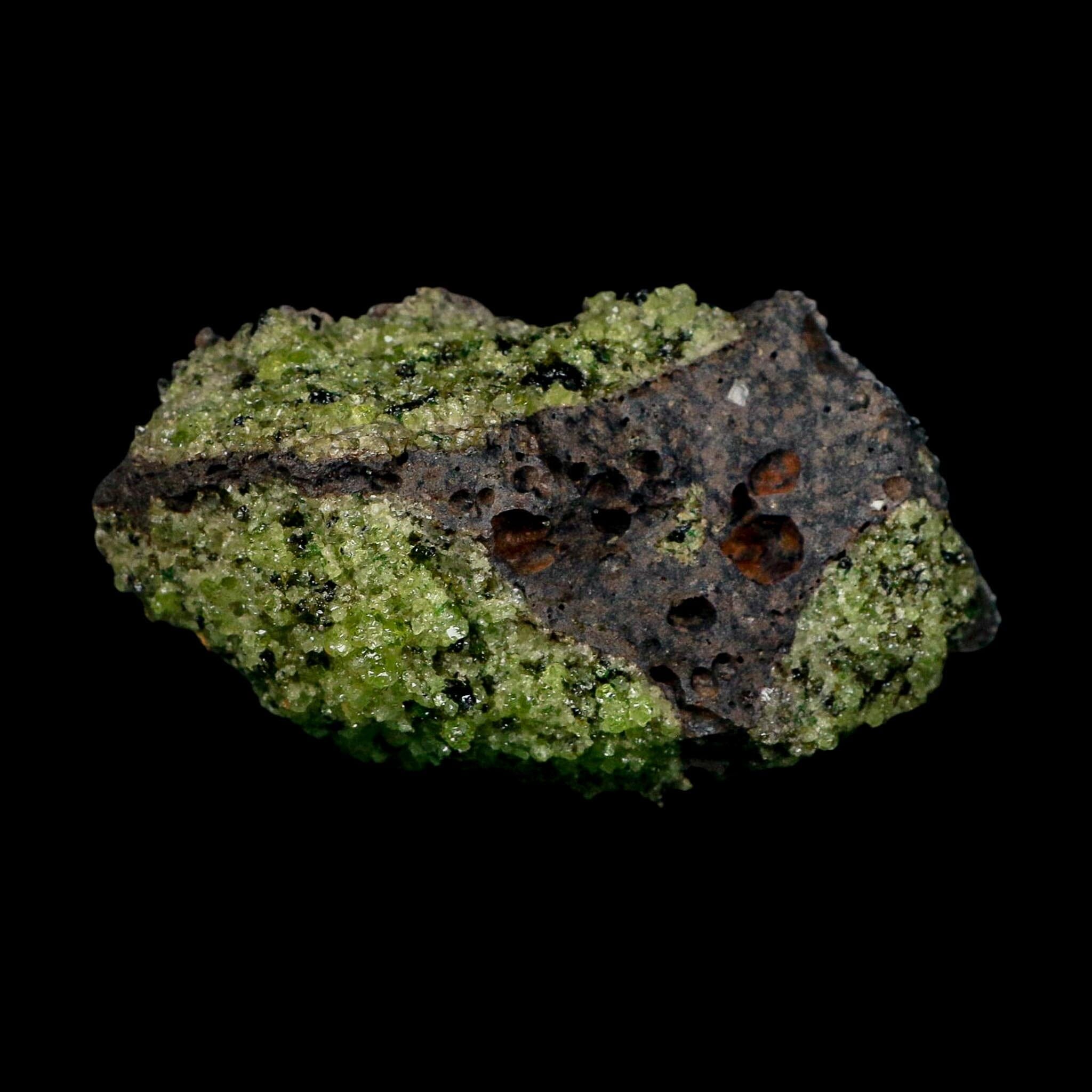 3.9" Natural Emerald Peridot And Chromium Crystals Minerals On Volcanic Rock Gila, AZ