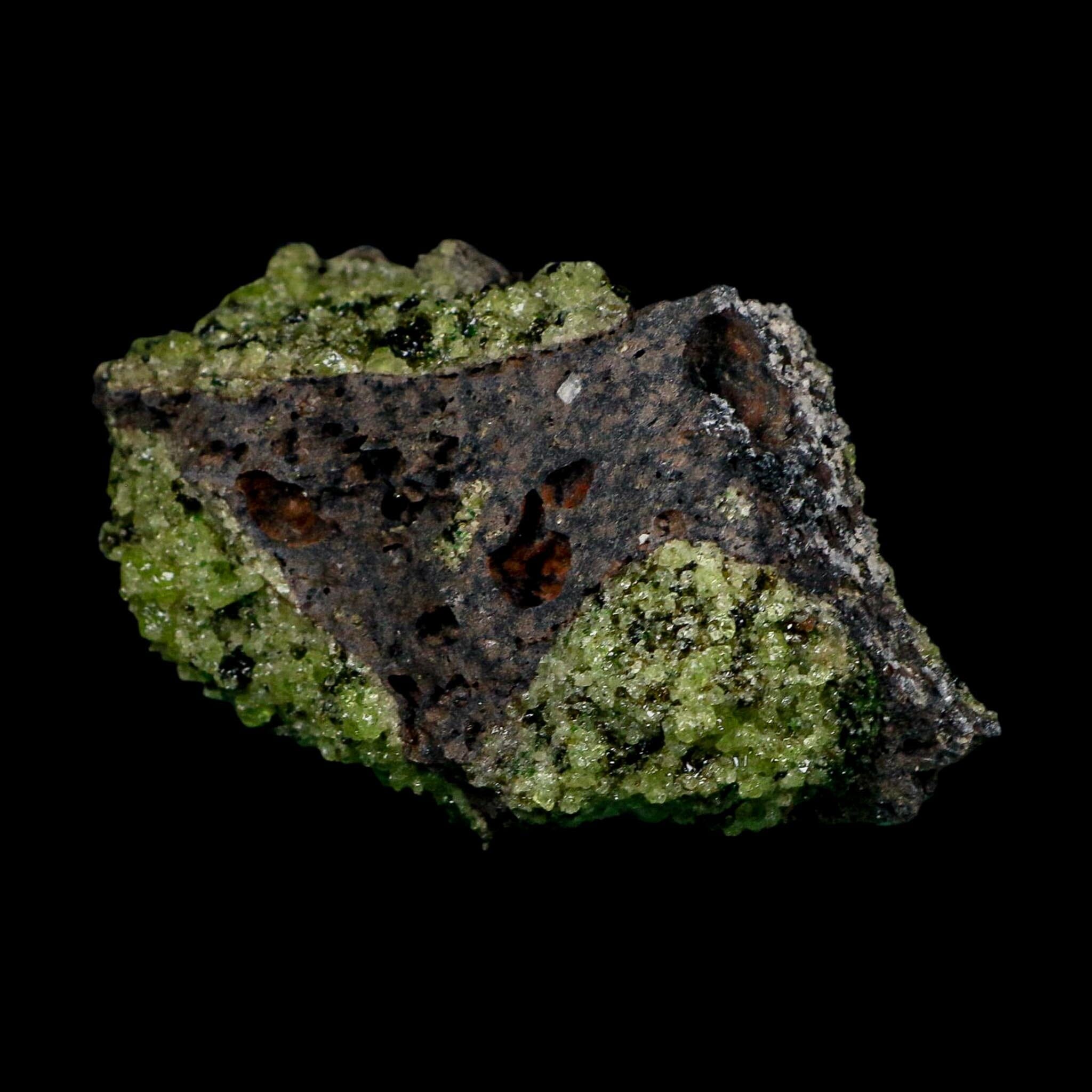 3.9" Natural Emerald Peridot And Chromium Crystals Minerals On Volcanic Rock Gila, AZ