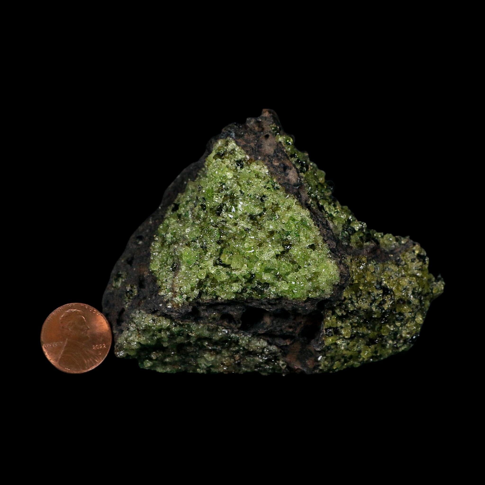 3.6" Natural Emerald Peridot And Chromium Crystals Minerals On Volcanic Rock Gila, AZ
