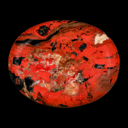 2" Polished Natural Brecciated Jasper Stone Worry Palm Stone Minas Gerais Brazil